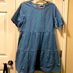 Chambray washed denim dress